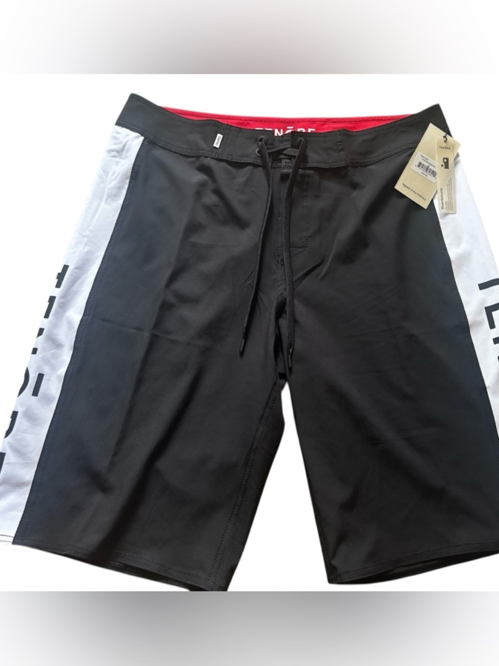 NWT Tenore Mens Team Boardshort 21" Size 32 Swim Surf Hawaii Black White 11" in